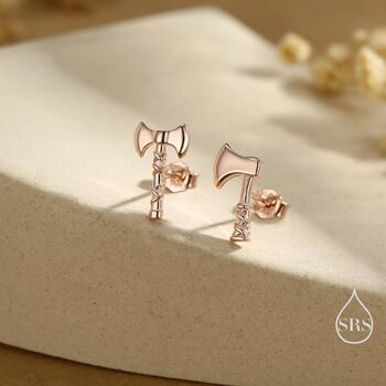 Sterling Silver Mismatched Viking Axe Stud Earrings, 4 of 12