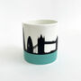 London Skyline Silhouette Bone China Mug Turquoise, thumbnail 2 of 5