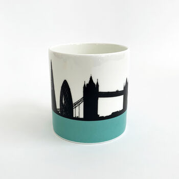 London Skyline Silhouette Bone China Mug Turquoise, 2 of 5