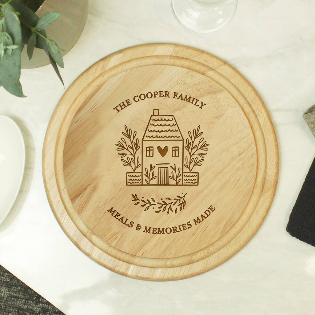 Personalised Home Round Wooden Chopping Board, 1 of 7
