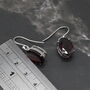Garnet Earrings: Dangle Drop, Oval, Red Gemstone, January Birthstone, thumbnail 2 of 8