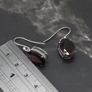 Garnet Earrings: Dangle Drop, Oval, Red Gemstone, January Birthstone, 2 of 8