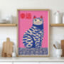 Chinese Lucky Cat Art Print Poster, thumbnail 2 of 3