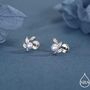 Sterling Silver Pearl Leaf 16 G Flat Back Earrings Internally Threaded, thumbnail 1 of 11