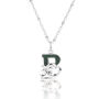 Solid Silver B Initial Necklace With Green Marble, thumbnail 1 of 6