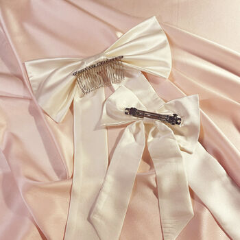 Hallie Bridal Silk Hair Bow, 5 of 12