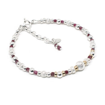 Ruby Bracelet, Sterling Silver And 14ct Gold Fill, Cuba, 2 of 2
