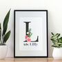 Floral Initial Personalised Print, thumbnail 2 of 3