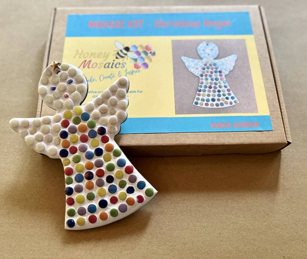 Child's Personalised Christmas Angel Mosaic Craft Kit, 1 of 3