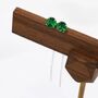 Emerald Green Cz Threader Earrings Sterling Silver, thumbnail 4 of 12