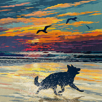 German Shepherd Limited Edition Beach Sunset Gift Print, 7 of 9