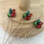 Red And Green Crystal Hair Pins, thumbnail 5 of 6