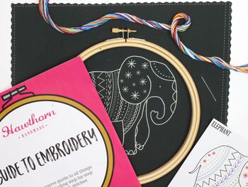 Black Elephant Embroidery Kit, 3 of 6