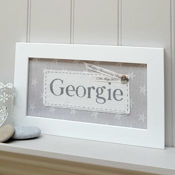 Personalised Baby Name Handpainted Framed Fabric Print, 2 of 12