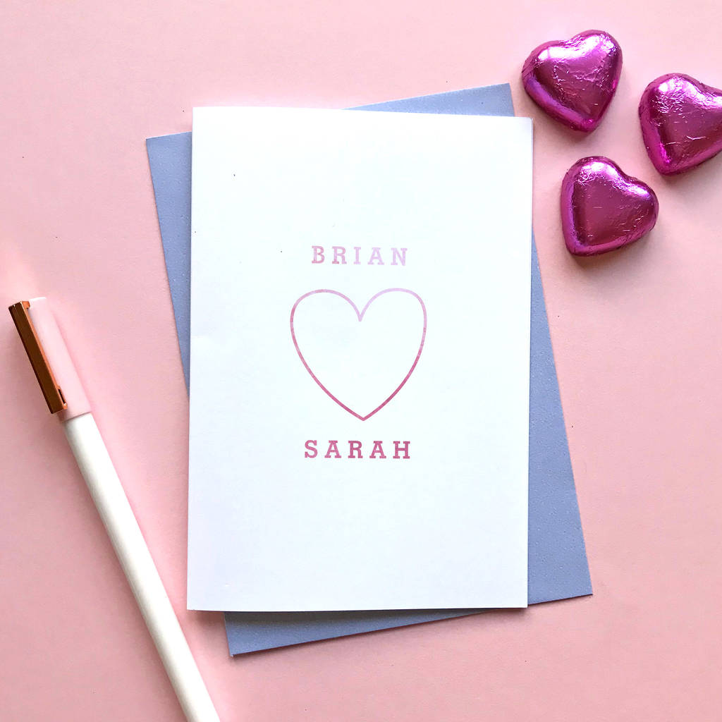 Personalised Names Foiled Card By Sarah Catherine Stationery & Design Studio