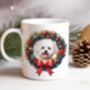 Personalised Maltese Christmas Wreath Dog Mug, thumbnail 1 of 2