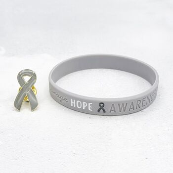 Grey Awareness Ribbon Bracelet Wristband, 6 of 8