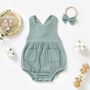 Organic Cotton Muslin Baby Romper And Headband Set, thumbnail 5 of 6