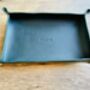 Personalised Rectangle Racing Green Leather Desk Tray, thumbnail 2 of 12