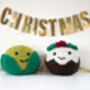 Giant Christmas Pudding And Sprout Knitting Kits, thumbnail 1 of 6