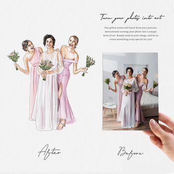 Mother Of The Bride Gift Bespoke Hand Drawn Portrait, 10 of 11