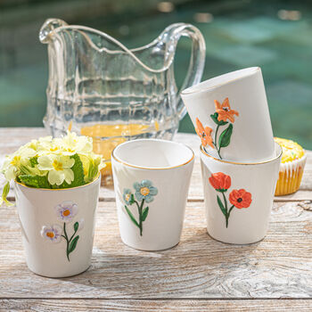 Set Of Four Hand Painted Dolomite Flower Tumblers, 2 of 5