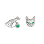 Silver And Emerald Rat And Cat Earrings, thumbnail 1 of 4