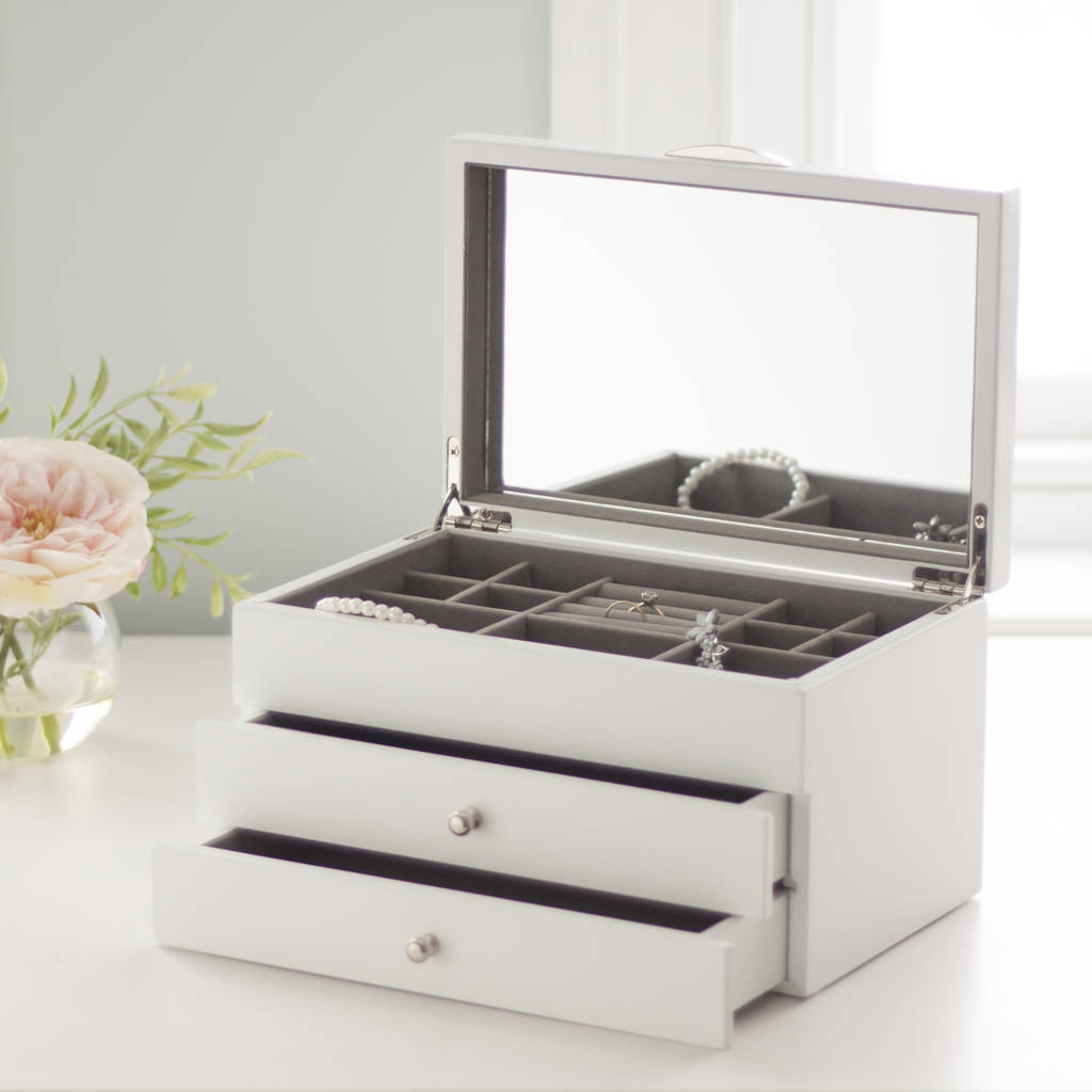 white wooden jewellery box by jodie byrne
