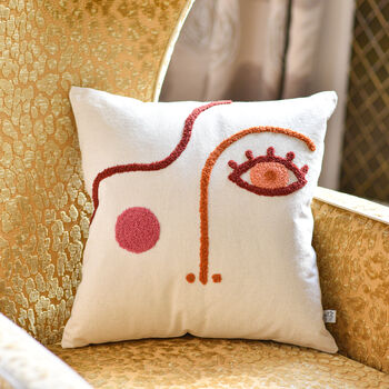 Tufted Abstract Face Cushion, 2 of 3