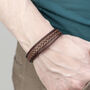 Personalised Men's Woven Layered Brown Leather Bracelet, thumbnail 2 of 7