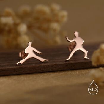 Mismatched Tiny Karate Stud Earrings In Sterling Silver, 5 of 10