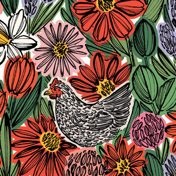Clover Chicken Garden Print A3, 3 of 4