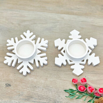 White Snowflake Christmas Candle And Tealight Holder, 5 of 8