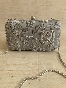 Grey Handcrafted Rectangular Clutch Bag, 10 of 10