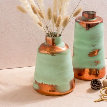 Patina And Copper Glass Vase 'Kimaya', 5 of 5