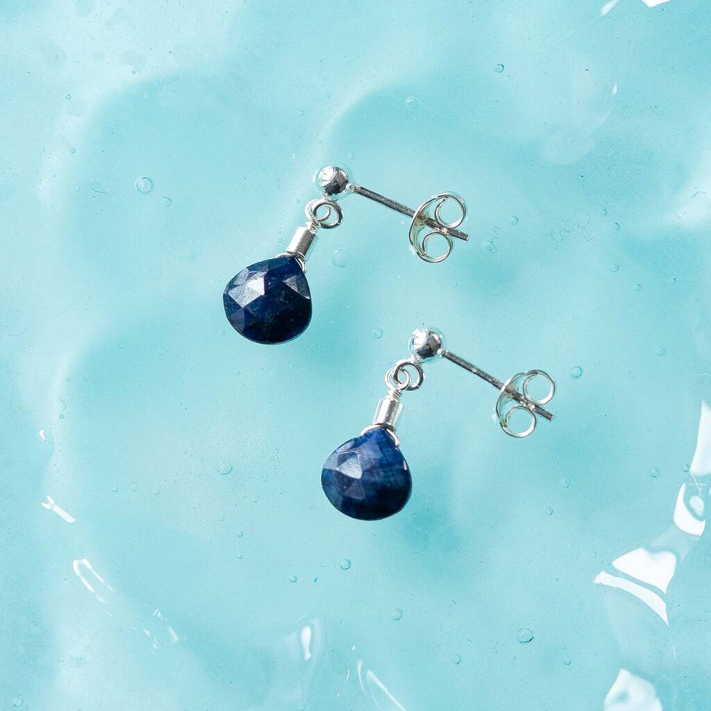 Sapphire Drop Stud Earrings Second Light Collection, 1 of 4
