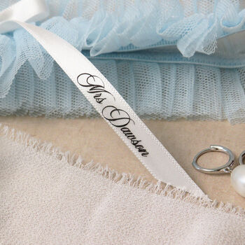 Blue Tulle Personalised Wedding Garter, 3 of 3