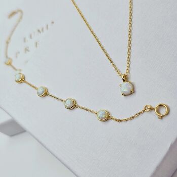 Opal Bracelet And Necklace Sterling Silver Gift Set, 5 of 8