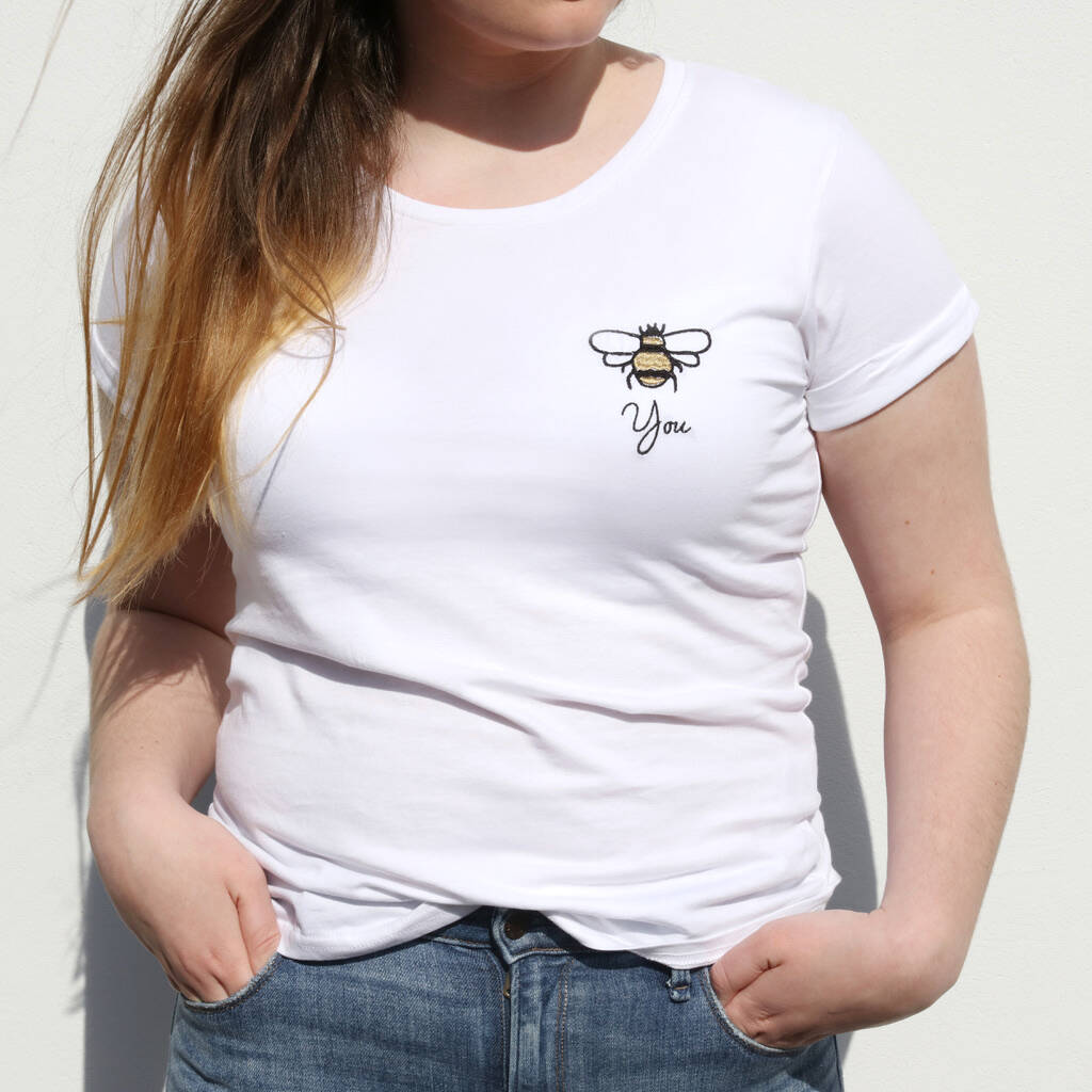 Embroidered 'Bee You' Bumblebee T Shirt, 1 of 3