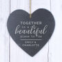 Personalised 'Together' Slate Hanging Heart Decoration, thumbnail 3 of 8