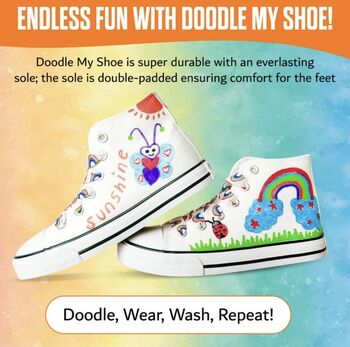 Doodle My Shoe, Customise Your Own Trainers! The UK 'S 1st Doodle And Wash Kids Shoes/ Trainers! Includes Free Stencils, 4 of 9