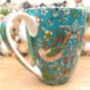 Set Of Six Aspen Mugs In Teal Strawberry Thief Design, thumbnail 8 of 11