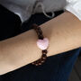 Chocolate Bead And Pink Heart Bracelet, thumbnail 2 of 3