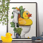 Rubber Duck On The Toilet, Funny Toilet Art, thumbnail 1 of 8