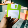 Retro Funny Floppy Disk Drinks Coaster Green, thumbnail 1 of 2