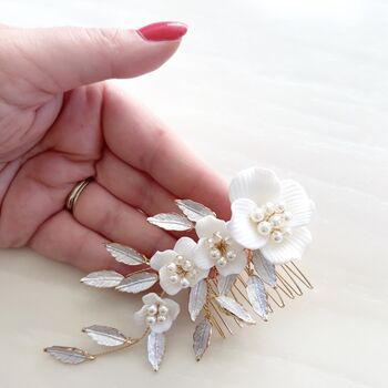 Flower And Pearl Bridal Hair Comb, 2 of 5