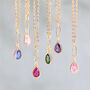 Gold Plated Teardrop Birthstone Pendant Necklace, thumbnail 1 of 12