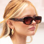 Tortoise Shell Rounded Rectangle 90s Look Sunglasses, thumbnail 3 of 4