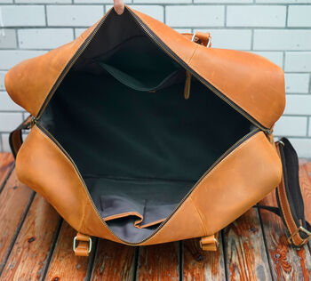 Genuine Leather Duffel With Zip Pocket Father's Day Gift, 9 of 12
