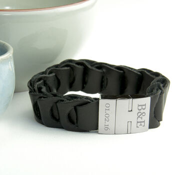 Personalised Men's Intrepid Leather Bracelet, 2 of 5